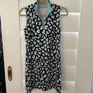 Melly M sleeveless golf dress blue leopard print size XS